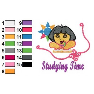 Dora Studying Time Poster Embroidery Design